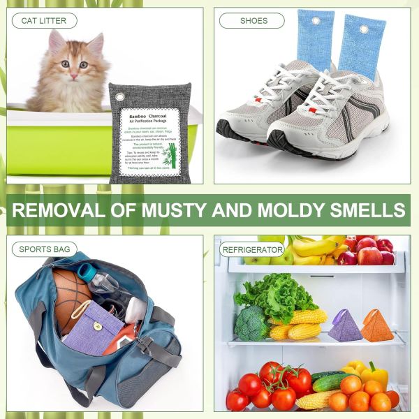 Solid Bamboo Charcoal Air Freshener Bag for Refrigerator Deodorizing 500g*4 Pack