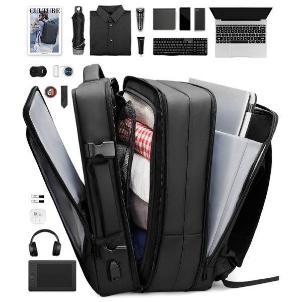 Polyester Oxford Lightweight Laptop Backpack Men USB 17inch Laptop Bag