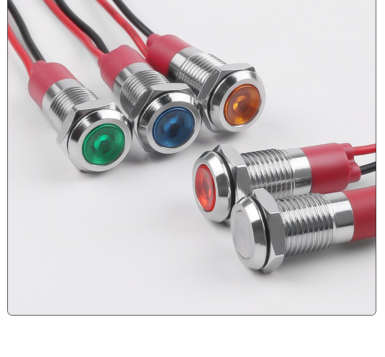 8mm Metal Power LED Indicator Lights IP65 IK08 Compatible with 3V 6V 12V 24V 110V 220V Durable and Versatile