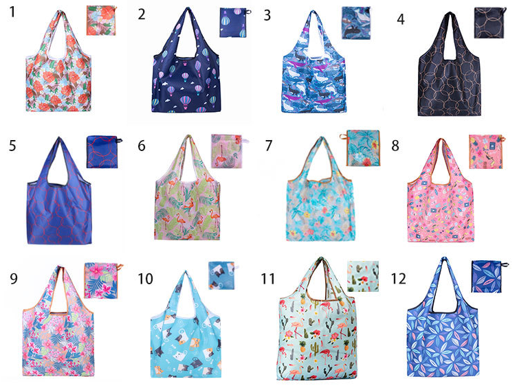 low price portable collapsible vest bags  polyester shopping bags folded tote for shopping