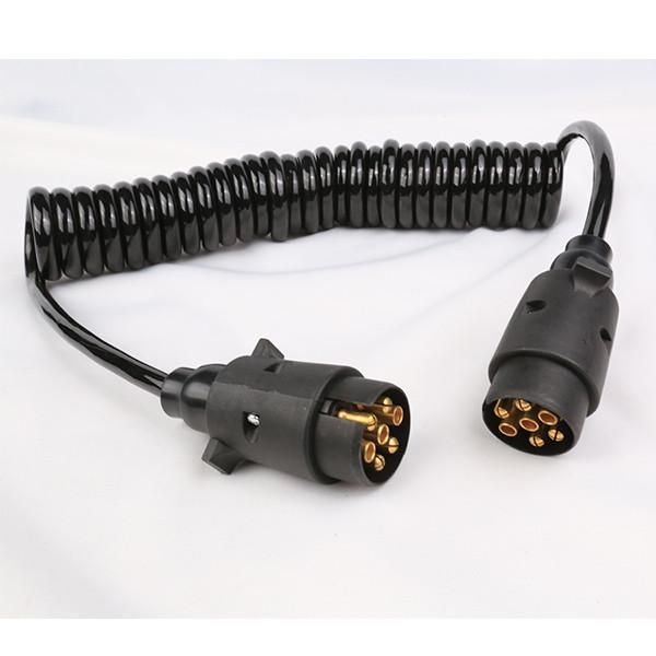 Curly Coiled Electrical Cable 12v N Type 7 Pole Spiral Coil With Nylon Plug