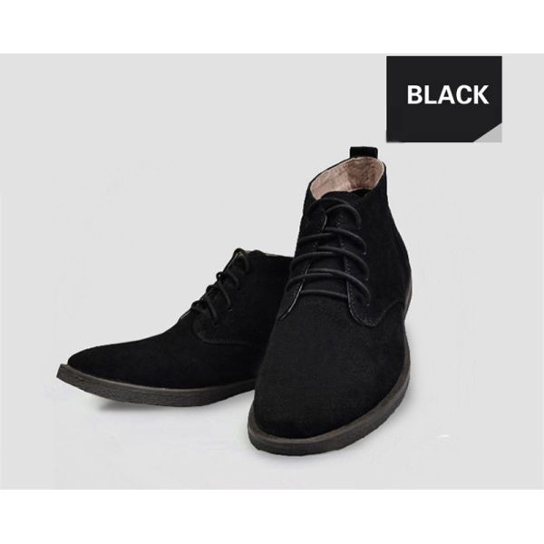 Genuine Leather Plush Suede Desert Boots For Men , Square Heel Mens Ankle Dress Boots