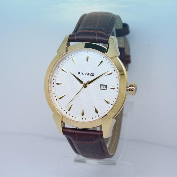 Japan quartz movement analog watch steel case leather wrist watch for men