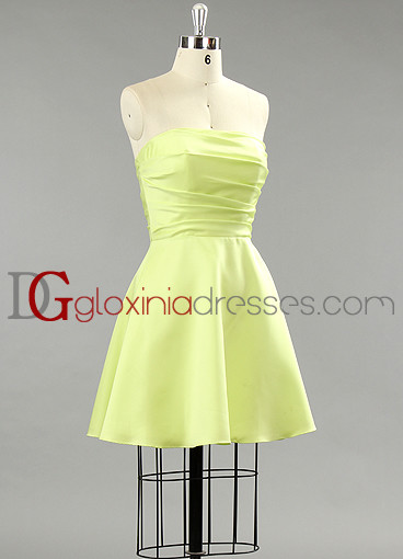 2013 A-line strapless short pleated belt satin green bridesmaids dresses BMGD3016