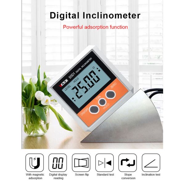 Relative Absolute Magnetic Digital Inclinometer 4*90° Magnets In Bottom Pocket Type