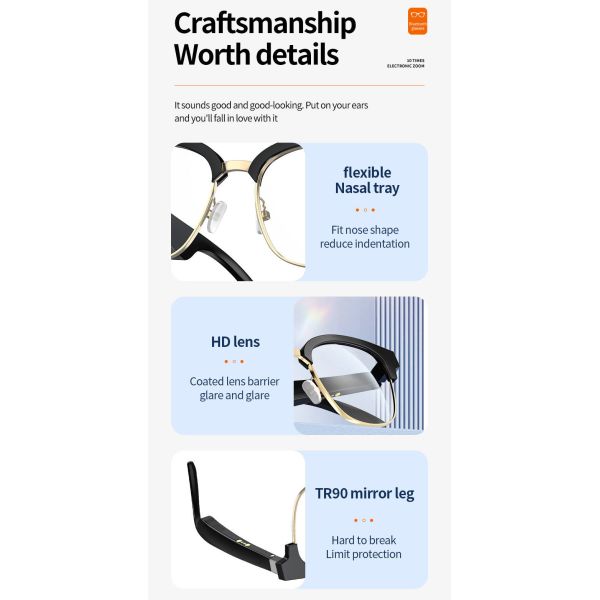 Smart Glasses Bluetooth Speaker Sunglasses Long Endurance With UV Protect