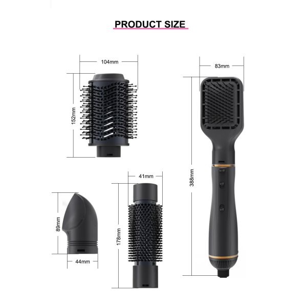 Многофункциональные 4 в 1 материале ABS температуры щетки горячего воздуха 120C