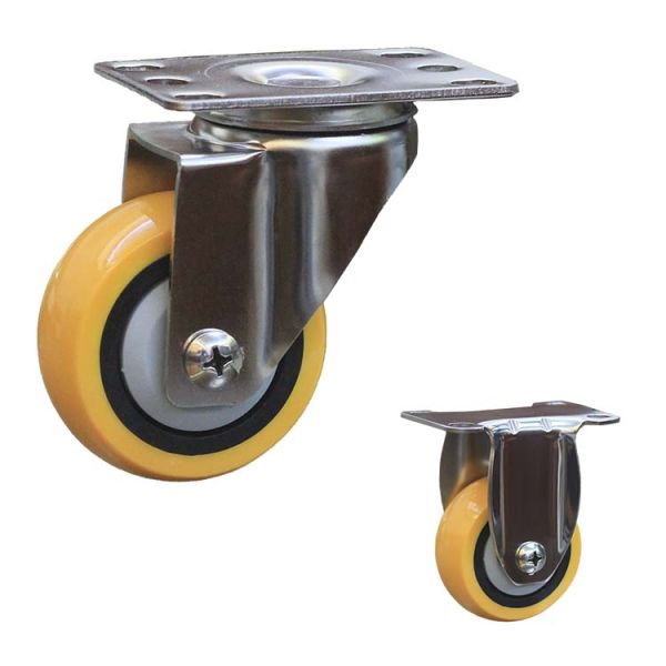 roues jaunes de roulette de 176lbs 75mm solides solubles pour des chariots à nourriture