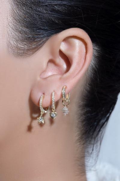 925 Sterling Silver Mini Starburst Pave CZ Huggie Earrings with Fast and Safe Shipping