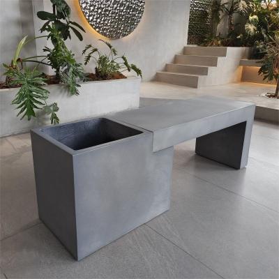 Rectangular GRC Concrete Patio Table Garden Furniture Outdoor Concrete Benches