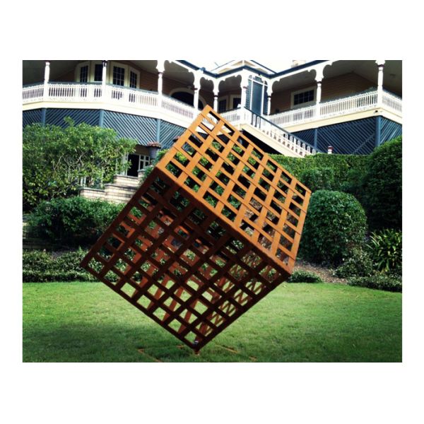 200cm Height Corten Steel Metal Geometric Sculpture For Garden Decoration