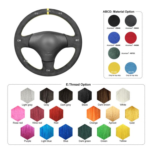 Alcantera Steering Wheel Wrap for Mazda MX-5 MX5 Miata NB 1999-2005 Protege5 2002-2003