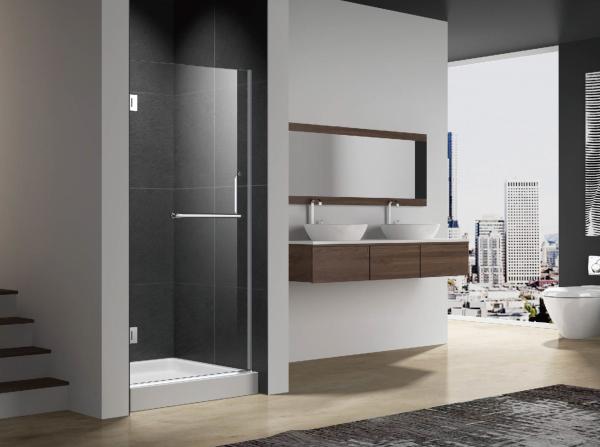Pivot shower door with stainless steel 304 hinge and knob,3/8 inches clear tempered glass