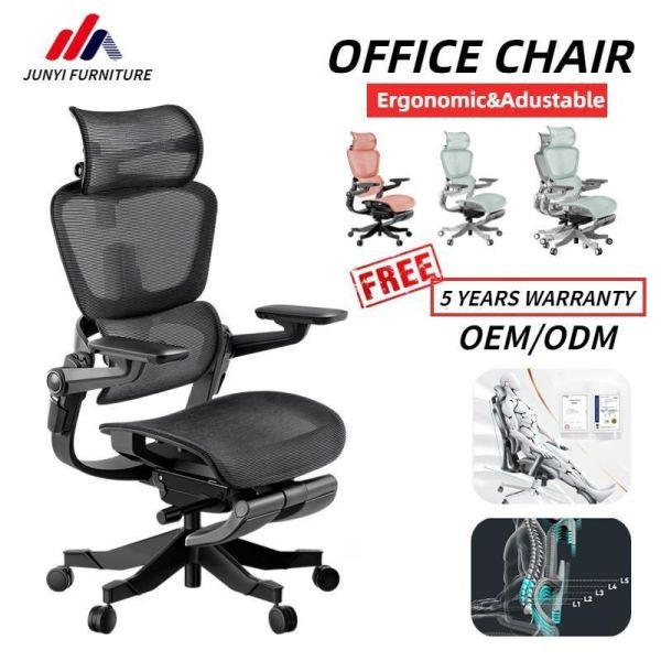Customized Boss Swivel Office Chair with Adjustable Footrest and Aluminum Metal Armrest
