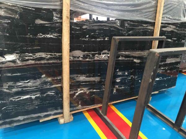 Portoro Black Marble Slab , Solid Surface Marble Sheets For Walls / Floor