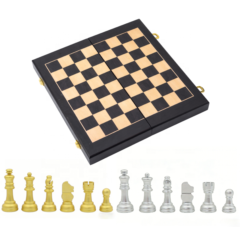 Foldable International Chess Set with Lightweight Aluminum Alloy Pieces and Customized Logo for Travel & Home Decoration