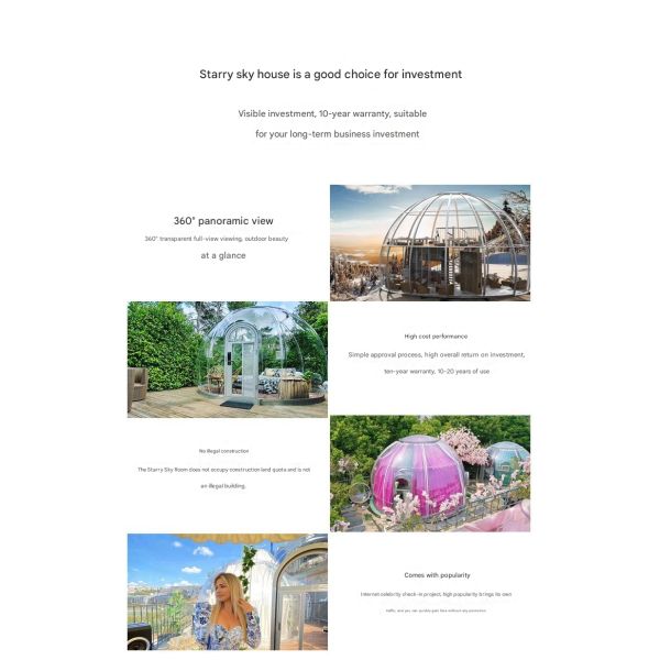 PC Outdoor Bubble House Combination for Camping Hotel Homestay Bar and Transparent Yurt Tent