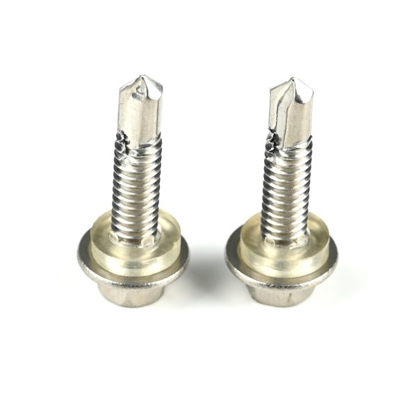 Ruspert Ss304 Stainless Steel Hex Washer Head Self Drilling Screw With Pvc Washer For Solar Fastener