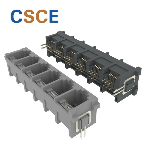 Multiple Port RJ11 Modular Jack 180 Degrees Grey / Black Color 6P4C / 6P2C / 6P6C
