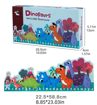 Enlightenment 26 Letters Striped Puzzles Children's Educational Toys Early Cognitive Double-sided Cartoon Animal Jigsaw