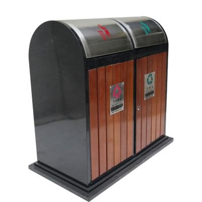 Escaninho de lixo de madeira do dobro retangular de 30L 7.9gal