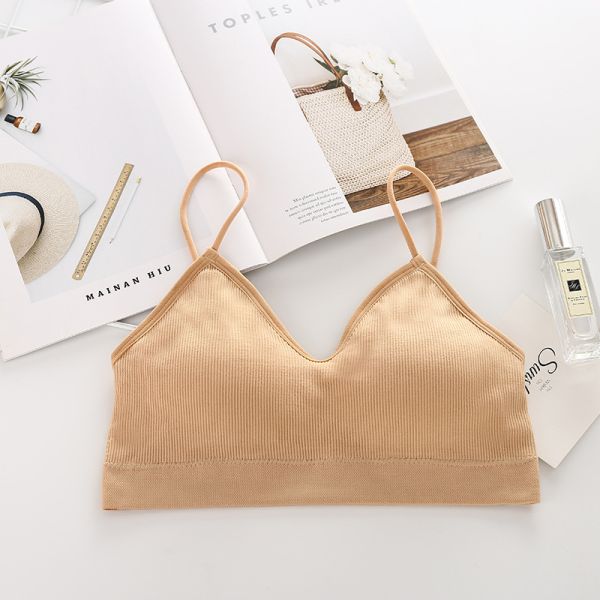 Strap Wrapped Ladies Wear Sexy Beautiful Back Small Chest Short Vest to Prevent Exposure With Chest Pad Tube Top Sports Bra