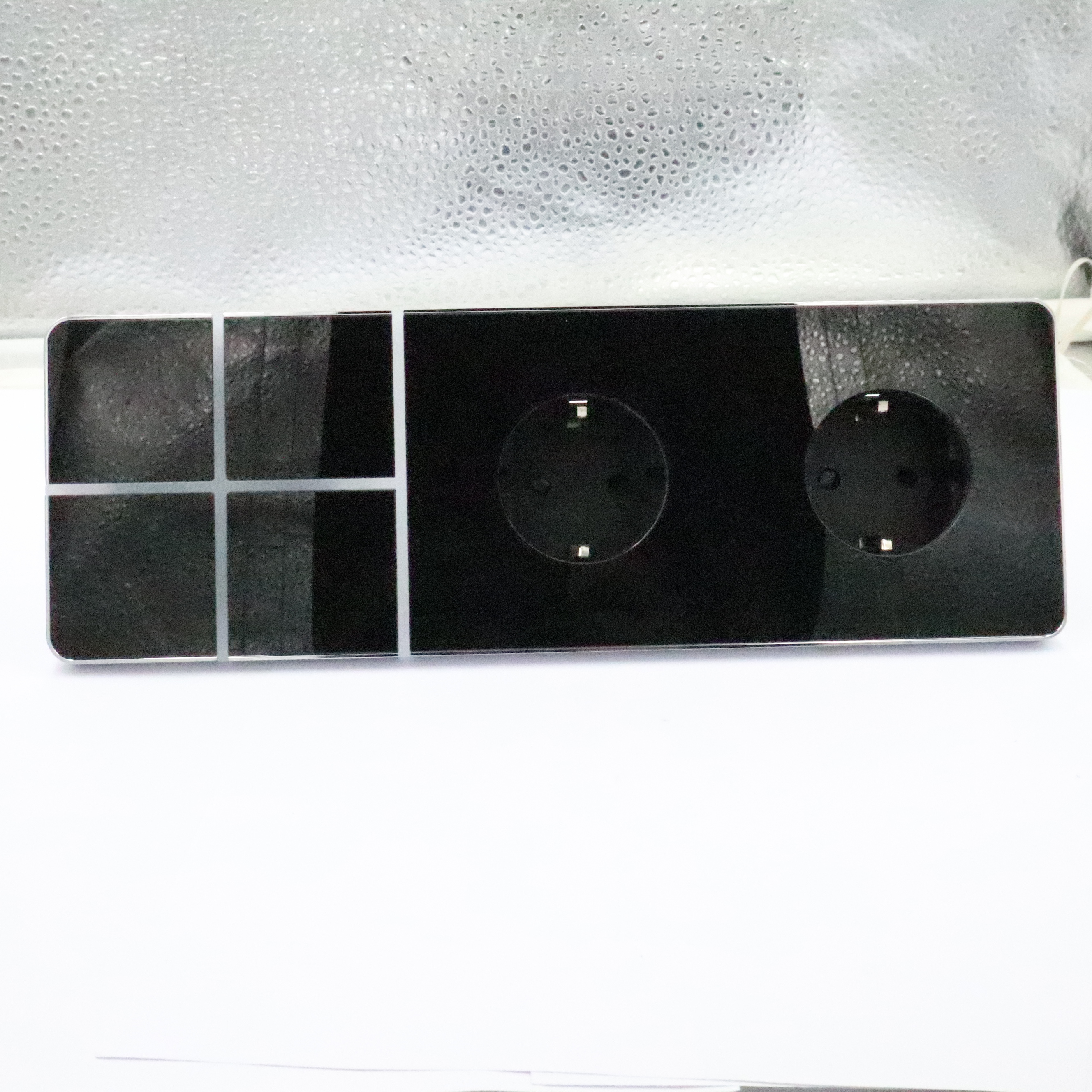BS UK India Standard Black Wall Switch Socket Full Glass 10A Plug Outlet Double Sockets Charge Good Quality Universal Socket