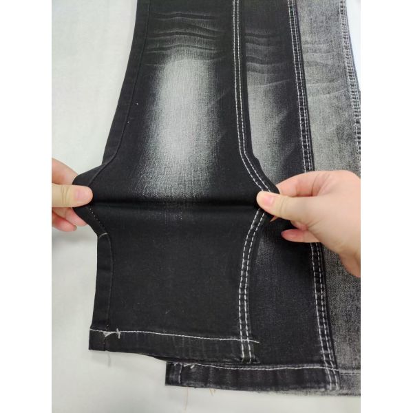 Haute teneur en spandex 72%Cotton Siro Yarn Cross Slub Denim Fabric Noir/Noir Pour les jeans