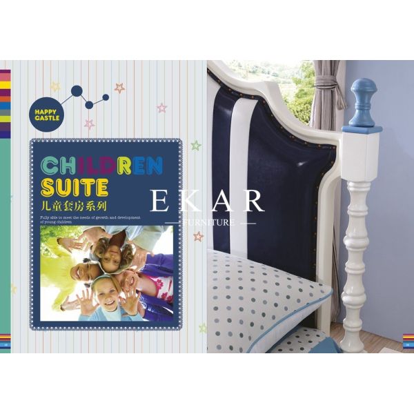 Mediterranean Solid bed soft bed solid wood children bed