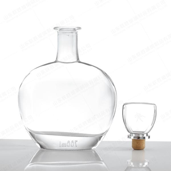 Hot Stamping Glass Bottles for Liquor Customized 250ml 500ml Flat Round Shape