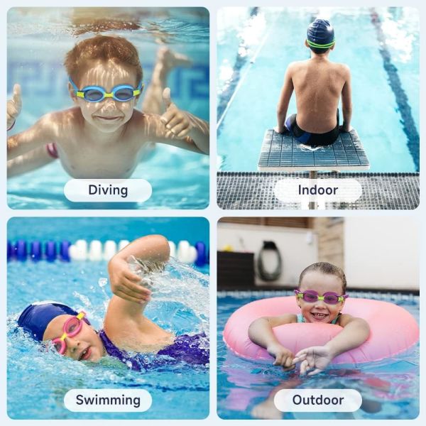 Kids Anti Fog Swimming Goggles With UV Protection And Rainbow Plating Lens