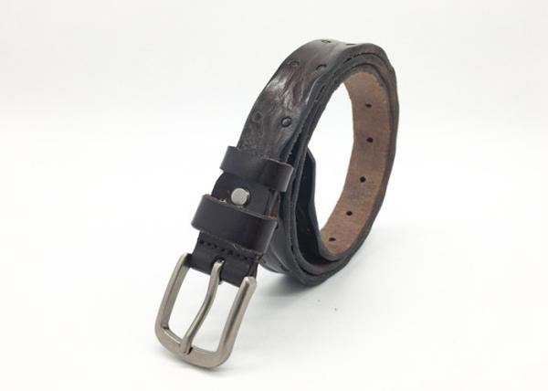 Irregular Edge Women’s Genuine Leather Belt Embossed Ostrich Pattern With Pin Buckle 7/8” Wide
