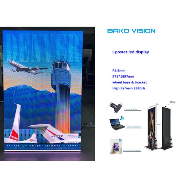 28kg per unit Movable P2.5 Indoor Led Poster for ads in Shopping Centre