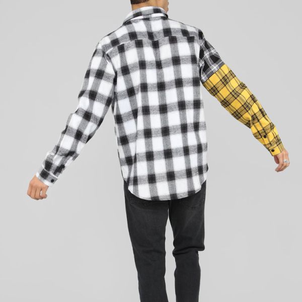 Cotton Color Contact Mens Long Sleeve Plaid Shirts Casual Street Style Cool Design