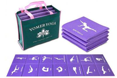 Light Foldable Fitness Exercise Mat Printed PVC Yoga Mat Kit With Poses