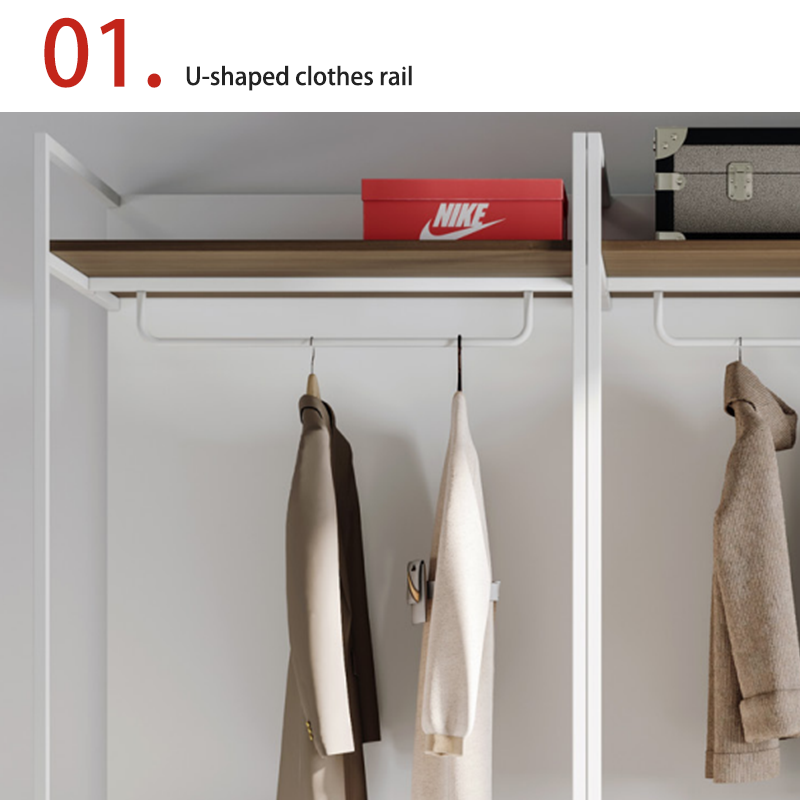 Suitable for hotels Design Bedroom Wardrobe With Hanging Rod Ample Storage Space Panel Wood Furniture For Home Or Living Room Support customization