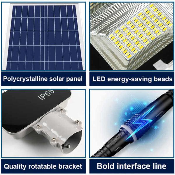 Gray High Lumen Solar Outdoor Lights IP67 100 Watt LED Solar Street Light Waterproof