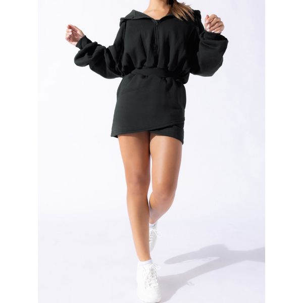 OEM/ODM Приемлемое пользовательское женское половинчатое спортивное мини-свитера зимнее платье с капюшоном