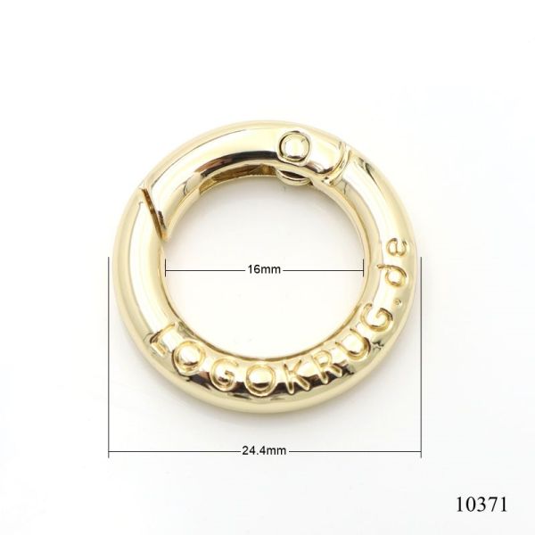 New Arrival Light Gold Spring O Ring Waterproof Clasp Carabiner Custom Logo Round Ring