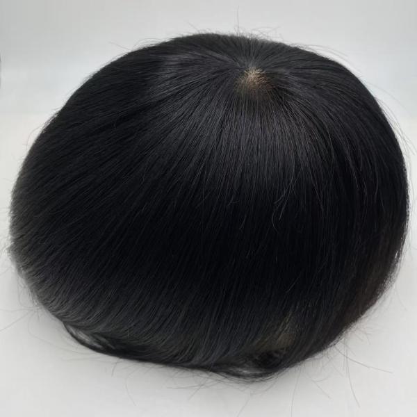 New Arrival Indian Human Hair Toupee for Men Natural Hairline and Invisible Knots Color Black Silk Base Hair Toupee