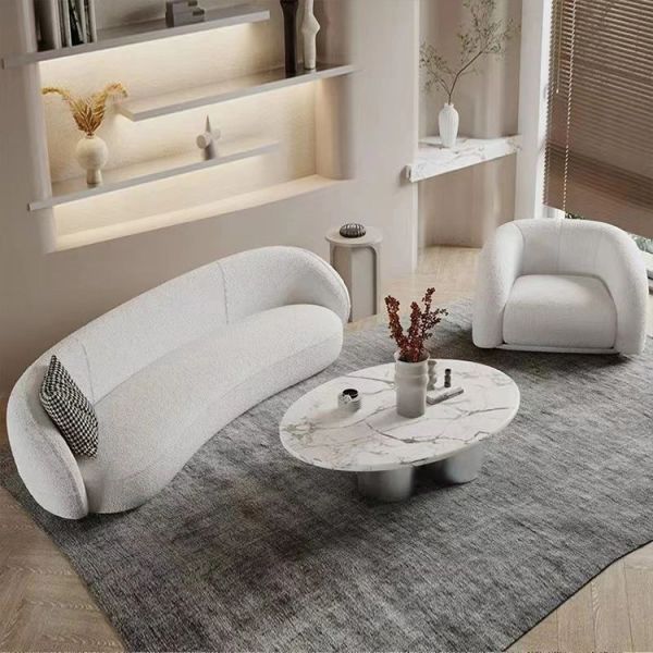 Modern Optional MOYI Fabric Sofa Light Luxury High End Armchair Nordic Trendy Velvet Leisure Chair Soft Comfortable Seat