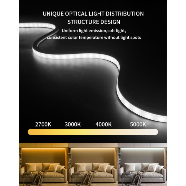 Luz de neón LED de silicona flexible e impermeable 12 * 12mm luces decorativas de neón de interior y exterior
