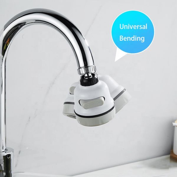 360 Degree Adjustable Rotatable White Swivel Head Kitchen Sink Faucet Nozzle Tap Adapter