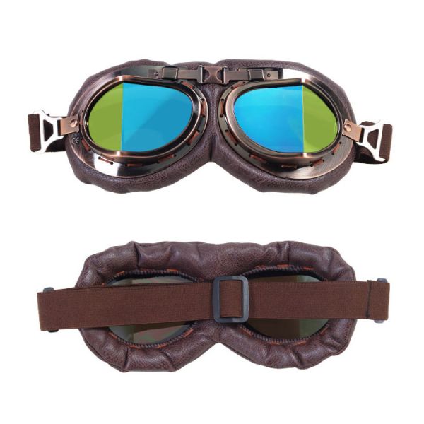 Custom Old Style Motorcycle Goggles with Adjustable High Strap and Anti-scratch Lens