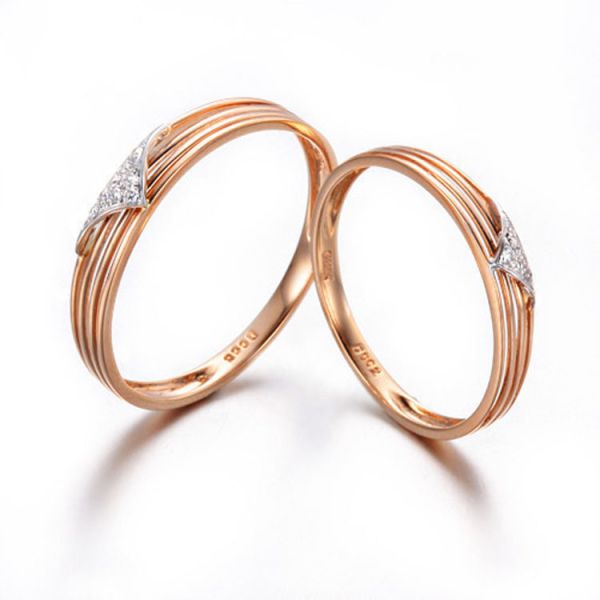 18K Rose Gold White Gold  Diamonds Wedding Band Ring Couple Ring (GDR014)