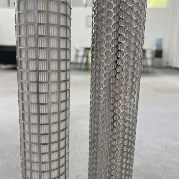 PLZ Series PP Pleated Filter Cartridge with Stainless Steel Outer Cage for 0.1um Micron Filtration and 80℃ Max Temperature