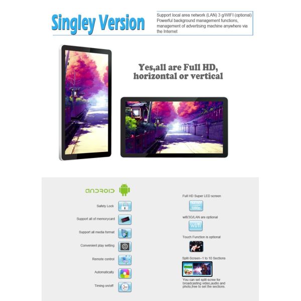 Экран дисплея рекламы Лкд видеоплеера, дисплей рекламы Лкд Синьяге цифров