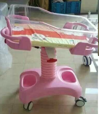 Berceau pour bébé en plastique transparent pour pouponnière, hôpital, chariot, lit bébé avec matelas