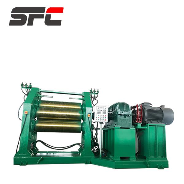 CE認定 SFC XY-900 300mm×900mm 高精度ゴム/プラスチックシートローリングのための3ロールカレンダーPLC自動制御