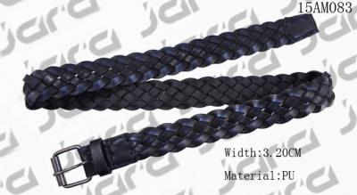 Old Silver Roller Buckle Mens Braided Cloth Belts , Black PU Woven Leather Belt